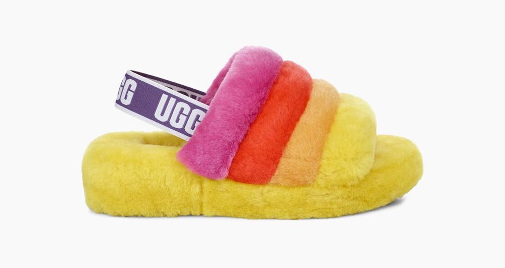 Ugg Slides Canada - Ugg Women's Pride Fluff Yeah Rainbow Yellow